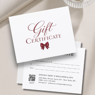 Elegante strik witte rode cadeaubon