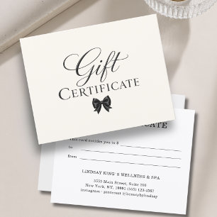 Elegante strikbeige zwarte cadeaubon