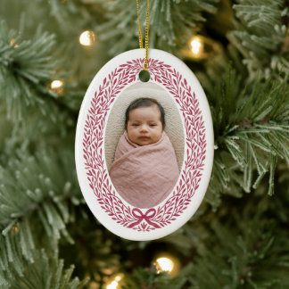 Elegante strikende kerstkrans Baby's 1e Kerstmis F Keramisch Ornament