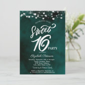 Elegante String Lights Confetti Green Sweet 16 Kaart (Staand voorkant)