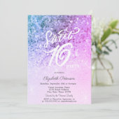 Elegante String Lights Violet Sequins Sweet 16 Kaart (Staand voorkant)