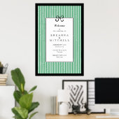 Elegante Stripe Black Border Bow Wedding Welkom Poster (Thuiskantoor)