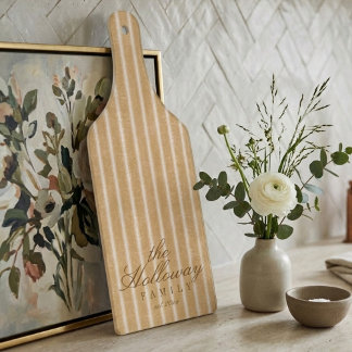 Elegante Stripe Script Typografie Familienaam Snijplank