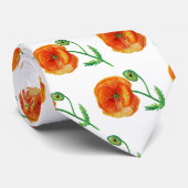 Elegante Stropdas Rode klaproos Bloemen Kunst (Opgerold)