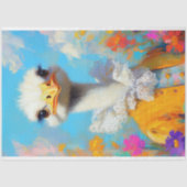 Elegante struisvogel gele pastel bloemendecoupage tissuepapier (Voorkant)