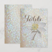 Élégante stylée, Pailletée, Carte de table Daisy (Devant / Derrière)