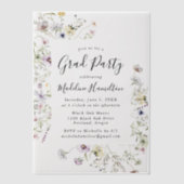 Elegante subtiele Wildflowers Afstudeerfeest Vellum Uitnodigingen (Voorkant)