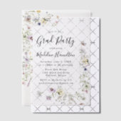 Elegante subtiele Wildflowers Afstudeerfeest Vellum Uitnodigingen (Offset (Uitnodiging))