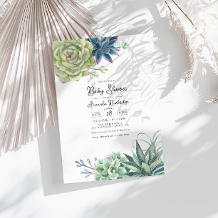 Elegante Succulent Baby Shower Kaart