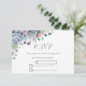 Elegante Succulent Waterverf Greenery Wedding RSVP (Staand voorkant)