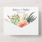 Elegante Succulente Tuin Boho Bruiloft All In One Uitnodiging (Achterkant)