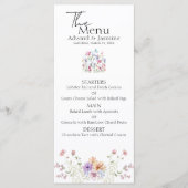 Elegante Summer Meadow Wildflowers Wedding Menu (Voorkant)