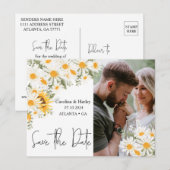 Elégante Sunflower Daisy Enregistrer la date Carte (Devant / Derrière)