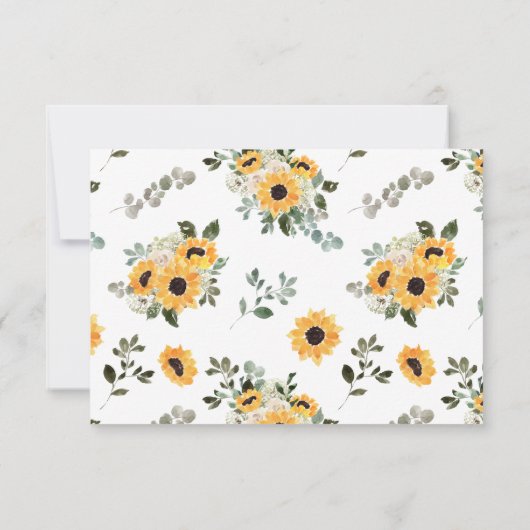 Elégante Sunflower Sage Green Wedding Carte RSVP (Dos)