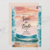Elegante Sunset Beach bruiloft Save The Date (Voorkant / Achterkant)