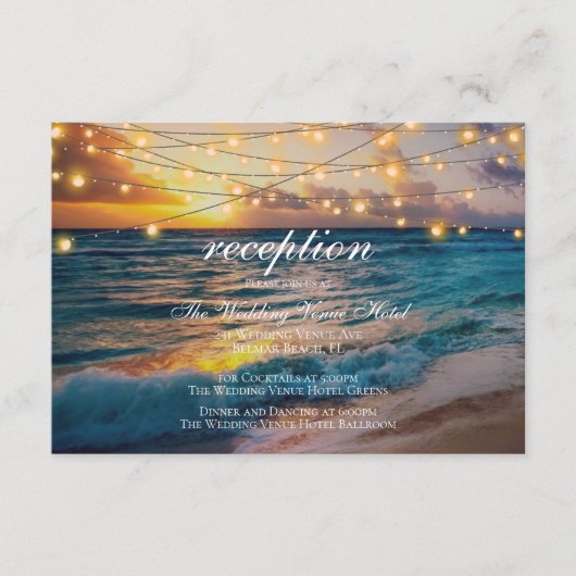 Elégante Sunset Beach - Carte de réception de mari (Devant)