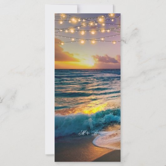 Elégante Sunset Beach Mariage d'été Carte de menu (Dos)