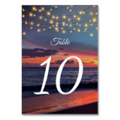 Elegante Sunset Beach String Licht Zomer Bruiloft Kaart (Achterkant)