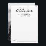 Elégante superposition Moderne Mariage Cartes de c<br><div class="desc">Demandez à tous vos invités mariages de partager leurs meilleurs conseils pour les jeunes mariés ! Customisez facilement avec vos noms et votre photo au dos.</div>
