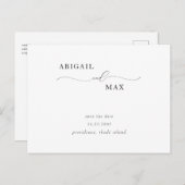 Elegante Swash Bruiloft Bewaar de Datum Aankondigi Briefkaart (Voorkant / Achterkant)