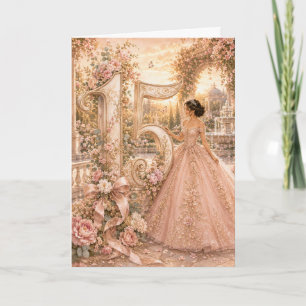 Elegante Sweet 15 Quinceañera Bloemrijke Wenskaart Kaart