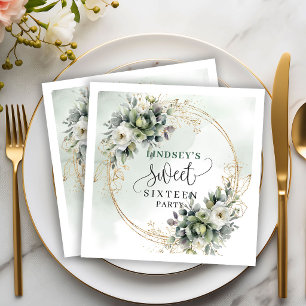 Elegante Sweet 16 Boho servetten Waterverf Groen G