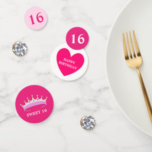 Elegante Sweet 16 Verjaardag op Magenta Roze Confetti
