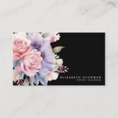 Elegante Sweet Flowers Zwarte Visitekaartjes (Voorkant)