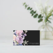 Elegante Sweet Flowers Zwarte Visitekaartjes (Staand voorkant)