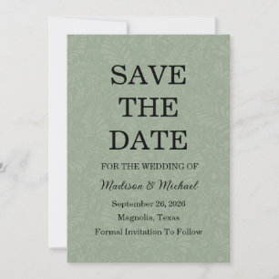 Elegante Swirl Sage Green Floral Wedding Save The Date