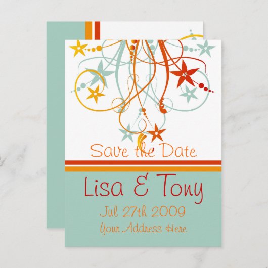 Elegante Swirls voor Save The Date - Gepersonalise Aankondigingskaart (Voorkant / Achterkant)
