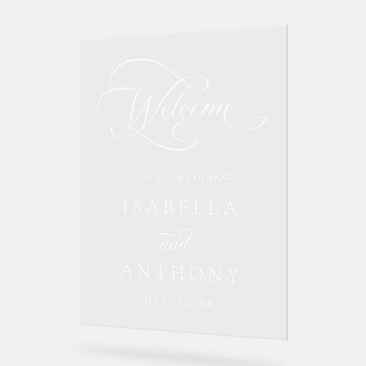 Elegante swirly kalligrafie bruiloft welkom acryl bord (Hoek)
