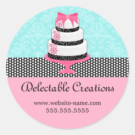Elegante taart Damask Ronde Sticker (Voorkant)