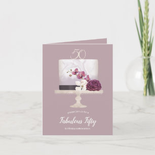 Elegante taart Fabulous Vijftig Verjaardag Gevouwe Notitiekaartje