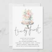 Elegante taart stoffige roze perzik script 21e ver kaart (Voorkant)