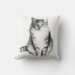 Elegante Tabby Cat Ink Art Pillow Kussen