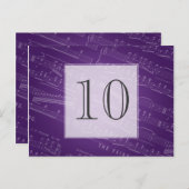 Elegante tafel Nummer Bladmuziek Paarse Briefkaart (Voorkant / Achterkant)