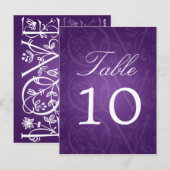 Elegante tafel nummer liefde bloeien Paarse Briefkaart (Voorkant / Achterkant)