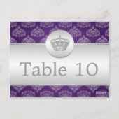 Elegante tafel nummer Royal Crown Paarse Briefkaart (Achterkant)