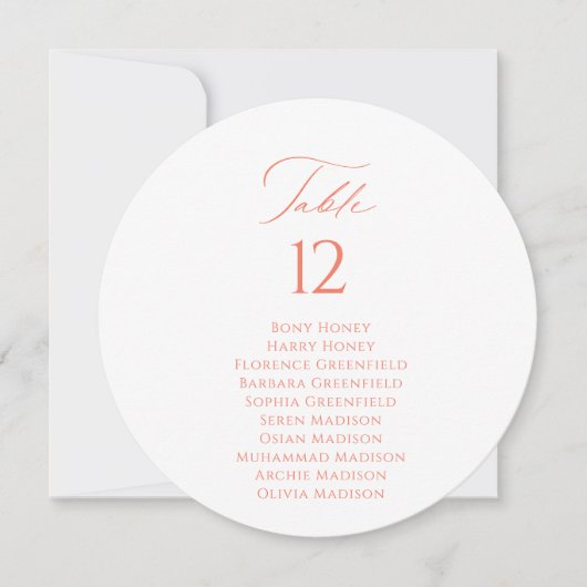 Elegante tafelnummer- en gastnaamstoewijzingskaart kaart (Voorkant)