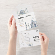 Elegante Taj Mahal Typologie aquarel bruiloft