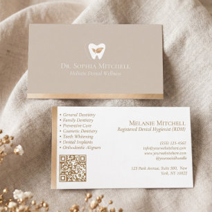 Elegante Tandarts & Leaf Dental Praktijk Gold Qr C Visitekaartje