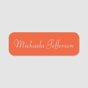 Elegante Tangerine Sinaasappel Unieke Calligrafie Naamplaatje