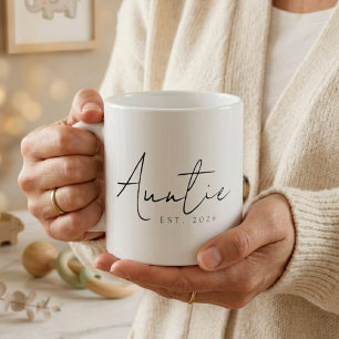 Elegante Tante EST Jaar Minimal Familie Script Mok