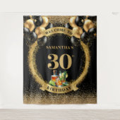 Élégante Tapisserie Black Gold 30th Birthday (Devant)