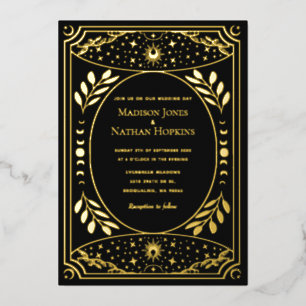Elegante Tarot Gotische Trouw Folie Uitnodiging
