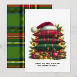 Elegante Tartan Kerstcozy Plaid Kussens Feestdagenkaart