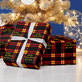 Elegante tartan plaid bewerkbare tekst Kerstmis. Cadeaupapier