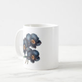 Élégante tasse à café à orchidées noires classique (Devant gauche)
