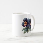 Élégante tasse à café à orchidées noires classique (Devant droit)